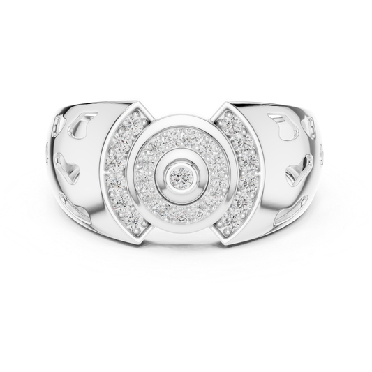 Luxury Diamond Circle Statement Rings | Modern White Gold Style