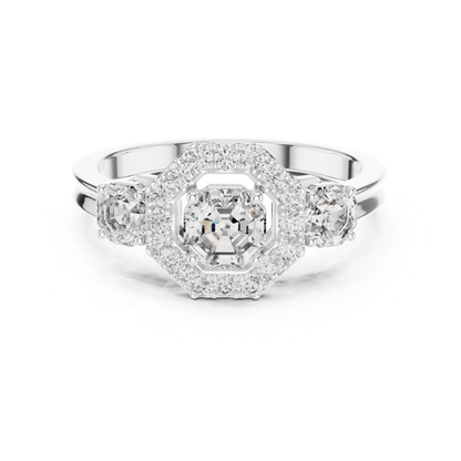 Octagon Halo Three Diamond Band Ring | Eight Sides of Brilliance