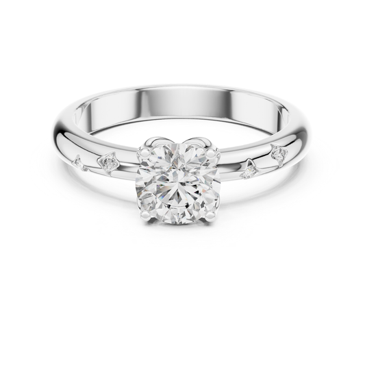 Round Cut Diamond Engagement Ring | Minimal Gold Luxury Style