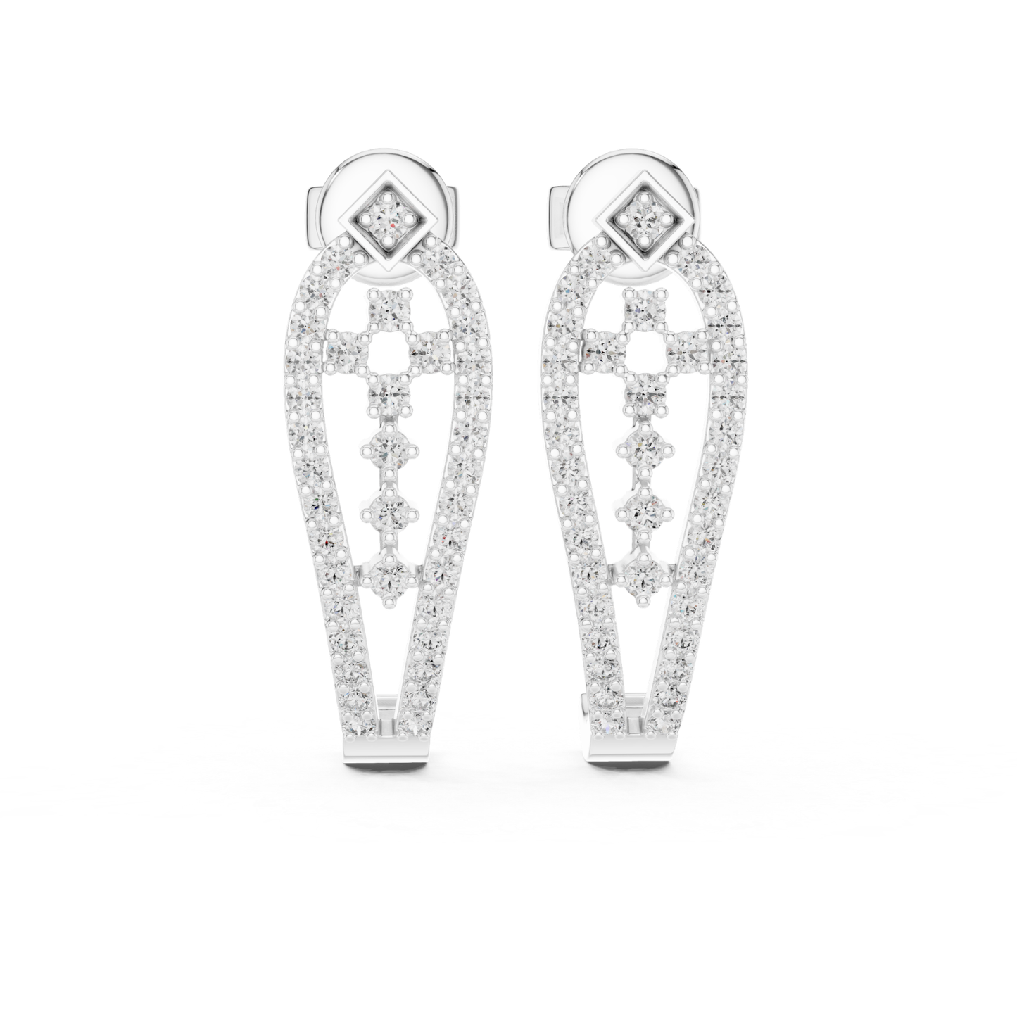 Geometric Diamond Drop Earrings with Openwork Elegance | Modern Luxury