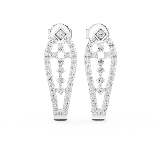 Geometric Diamond Drop Earrings with Openwork Elegance | Modern Luxury