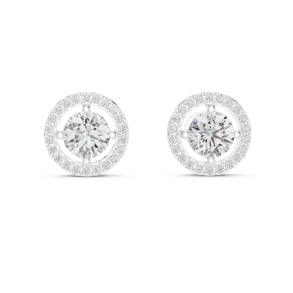 Runde Diamant-Halo-Ohrstecker | Krappenfassung 18K Gold