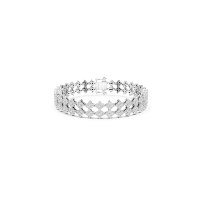 Luxury Diamond Tennis Bracelet | Elegant Floral White Gold Style