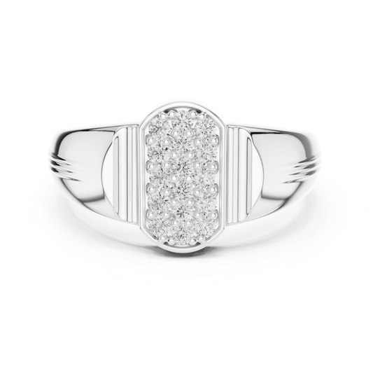 Round Diamond Cluster Signet Ring | Modern Luxury Style