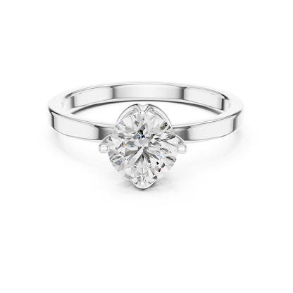 Round Diamond Heart Prong Ring | 18K Gold Fine Jewelr