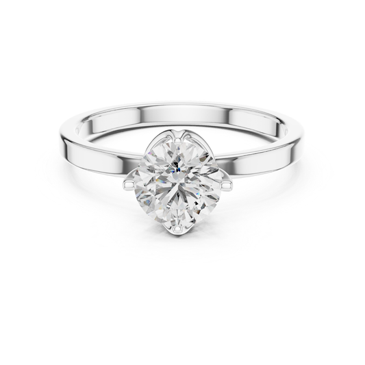 Round Diamond Heart Prong Ring | 18K Gold Fine Jewelr