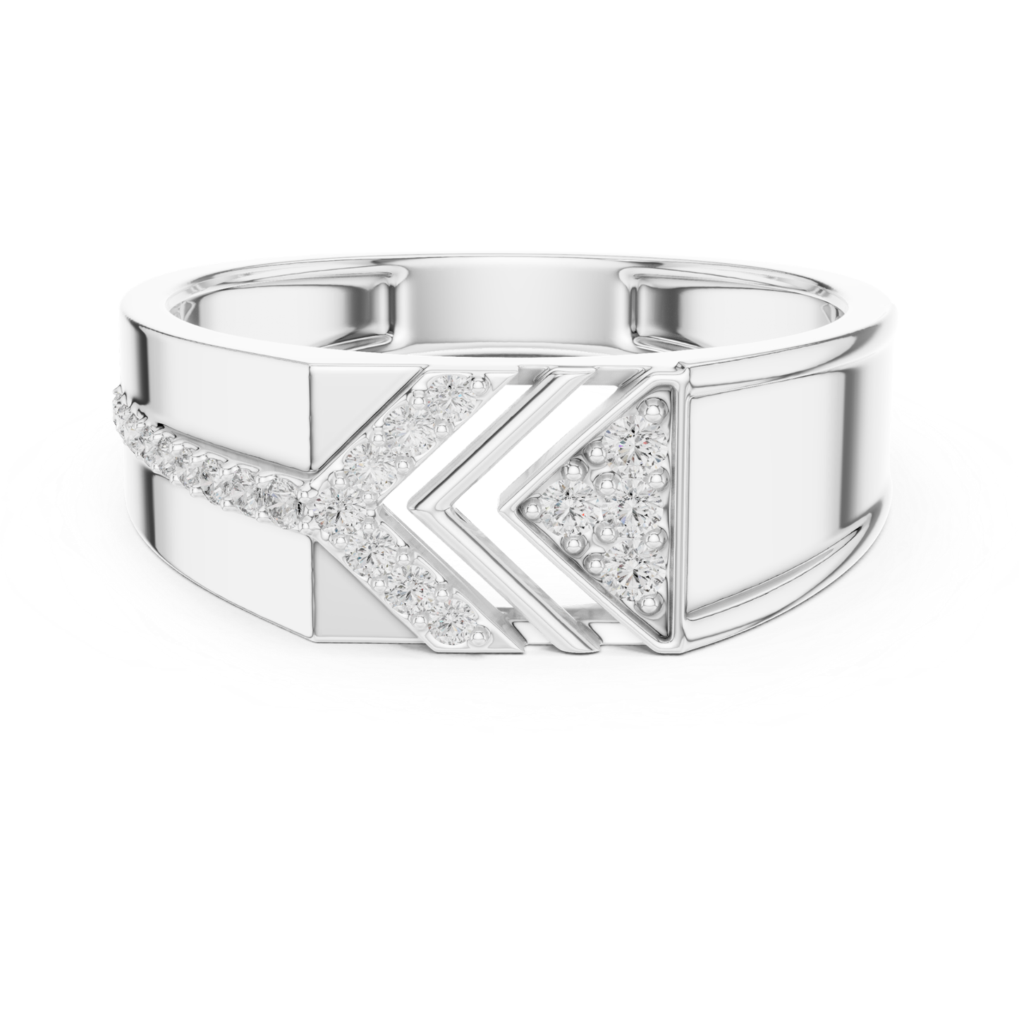 Luxury Round Diamond Chevron Band | Modern Statement Style
