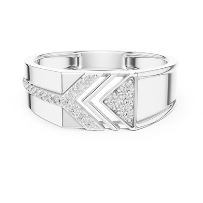 Luxury Round Diamond Chevron Band | Modern Statement Style