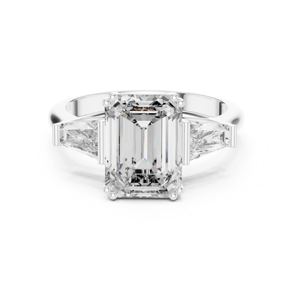 Emerald Cut Diamond Ring with Baguette Side Stones | Step-Cut Legacy
