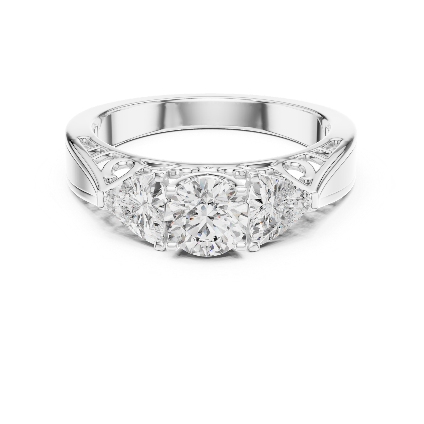 Runder Diamant-Ring mit drei Steinen | Drei Steine, eine Liebe