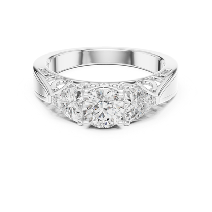 Runder Diamant-Ring mit drei Steinen | Drei Steine, eine Liebe