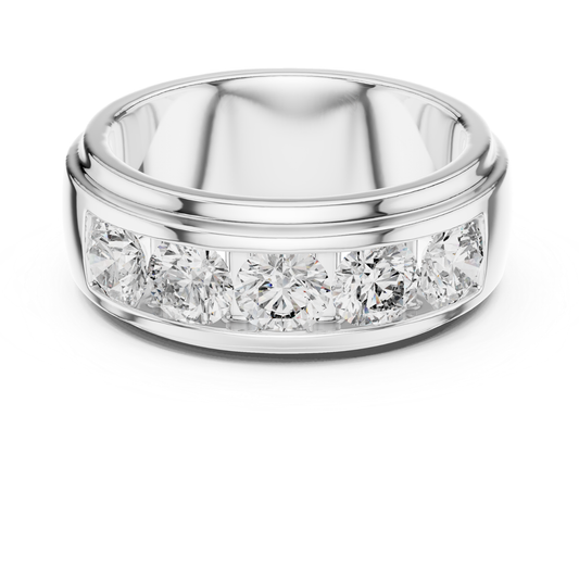 Round Cut Diamond Men's Band Ring | Luxury Gold Wedding Style