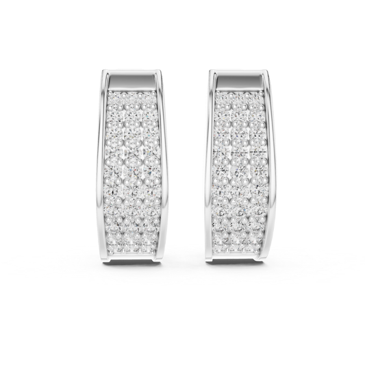 Rectangular Diamond Hoop Earrings with Multi Row Brilliance | Modern Radiance