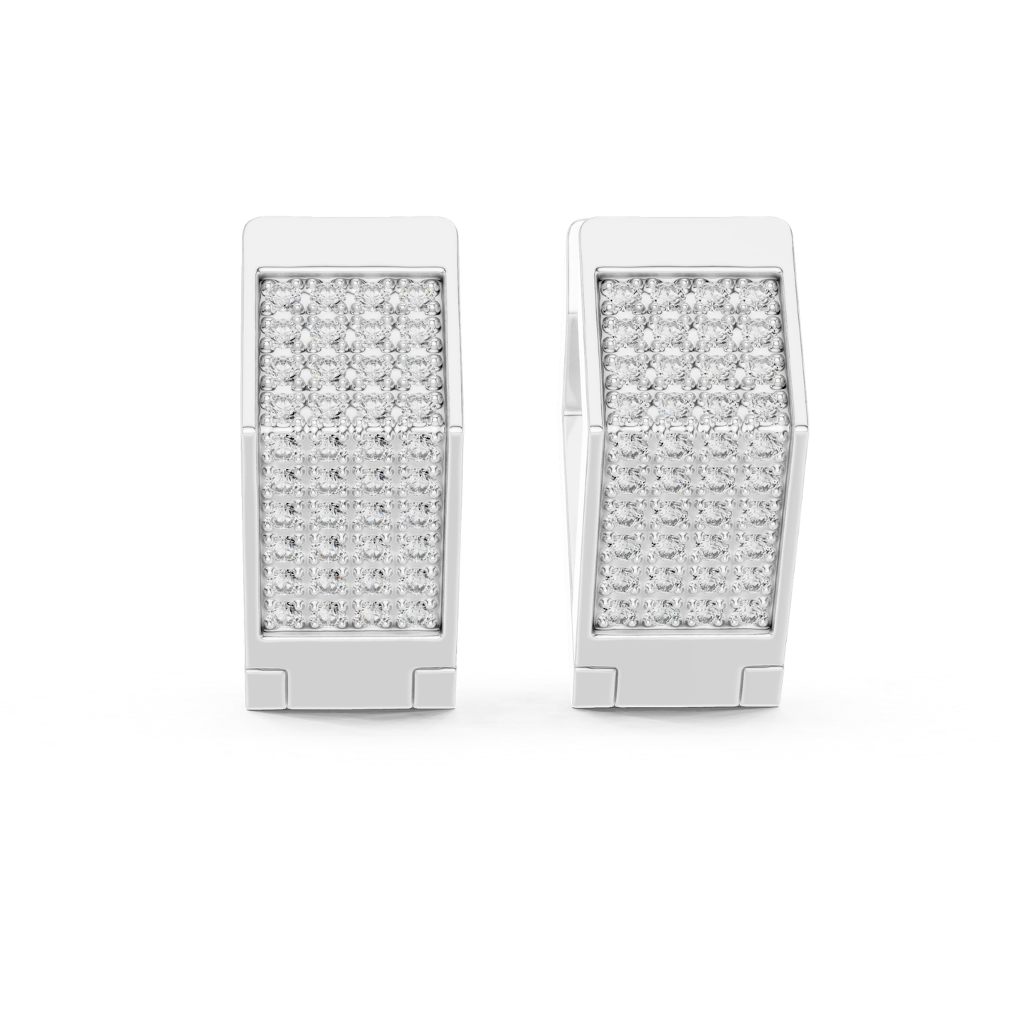 Rectangular Diamond Hoop Earrings with Multi Row Brilliance | Modern Radiance