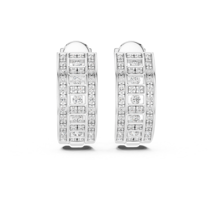 Geometric Diamond Hoop Earrings with Round Brilliant Details | Modern Luxe