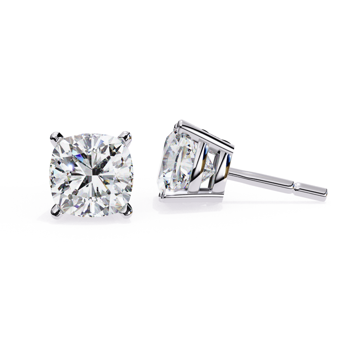 Pure Glow Laborgezüchtete Diamantkissen-Ohrstecker | Feines 18K Gold