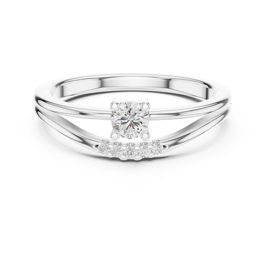Round Cut Diamond Chevron Ring | Elegant Minimal Luxury Style