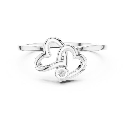 Double Heart Diamond Open Ring | Elegant Love Jewelry Style