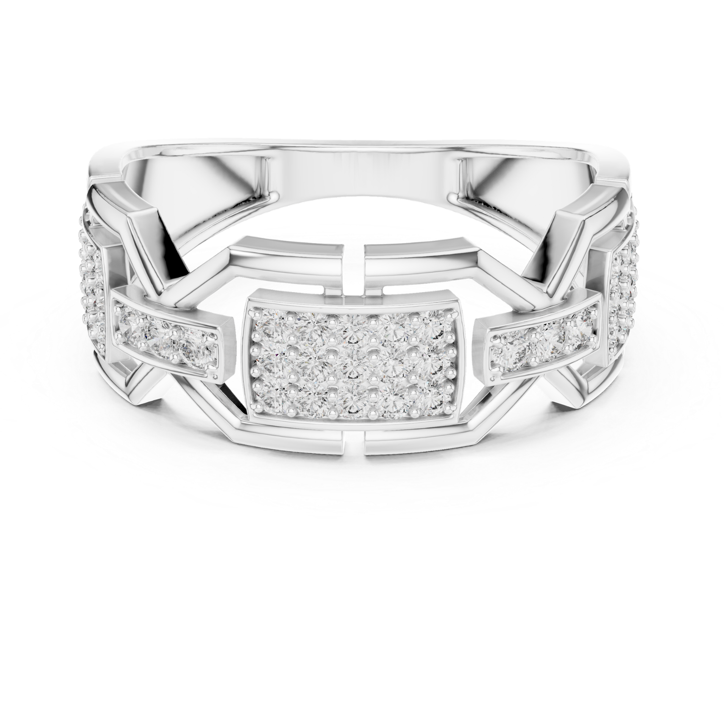 Luxury Diamond Geometric Band Ring | Modern Statement Style