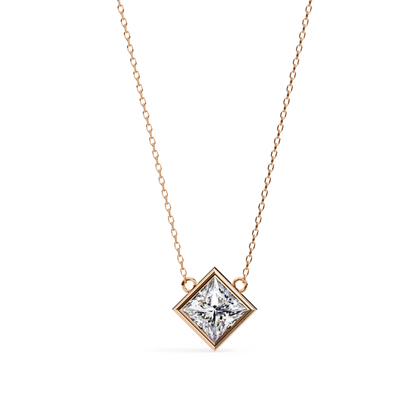 Princess cut Lab Grown Diamond Pendant With Chain
