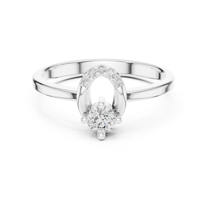 Round Diamond Curved Accent Ring | Elegant Modern Gold Style