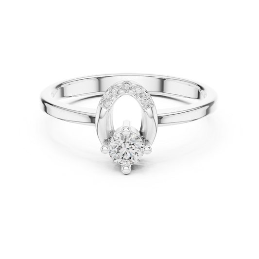 Round Diamond Curved Accent Ring | Elegant Modern Gold Style