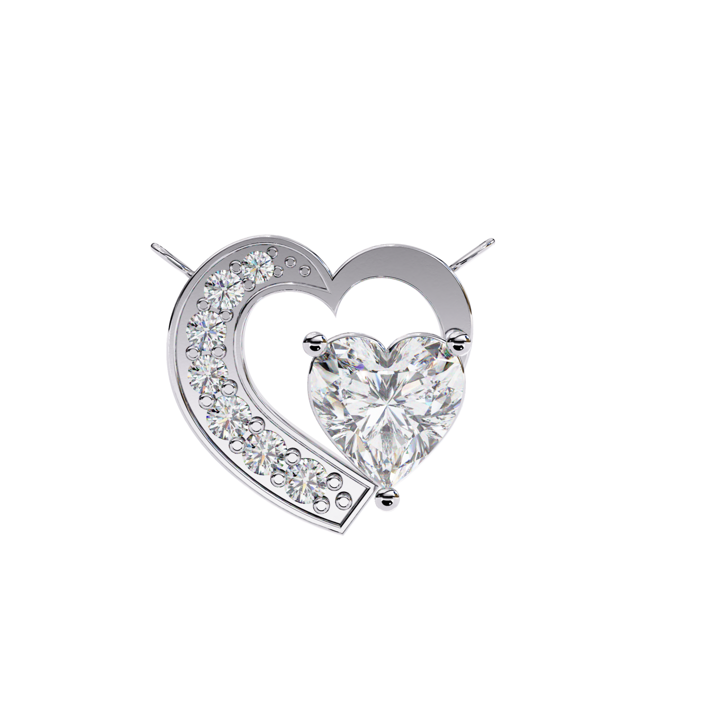 Heart Cut Lab Grown Diamond Double-Heart Pendent with Chain