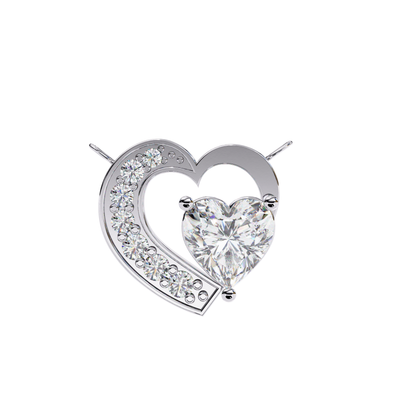 Heart Cut Lab Grown Diamond Double-Heart Pendent with Chain