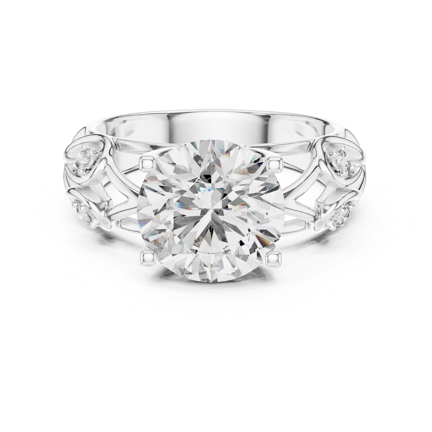 Round Cut Diamond Ring with Detailed Band | Every Detail Shines