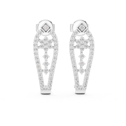 Floral Geometric Diamond Drop Earrings | Openwork Luxury Design