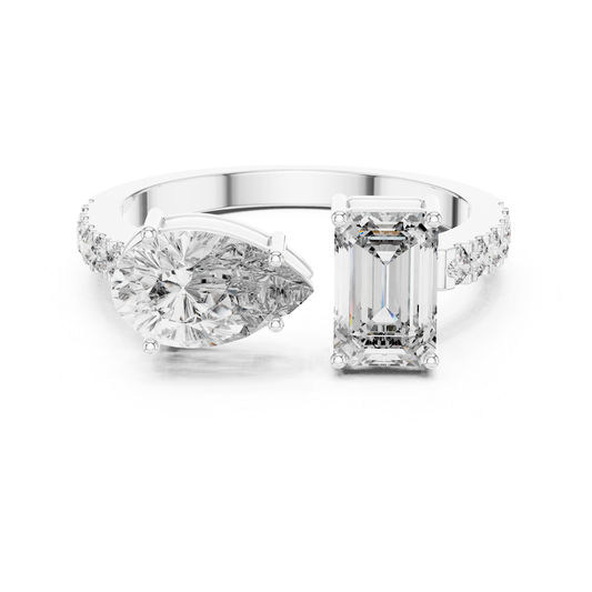 Pear and Emerald Cut Diamond Toi Et Moi Ring | You, Me & Forever