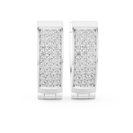 Rectangular Pave Diamond Hoop Earrings | Modern Luxe Brilliance