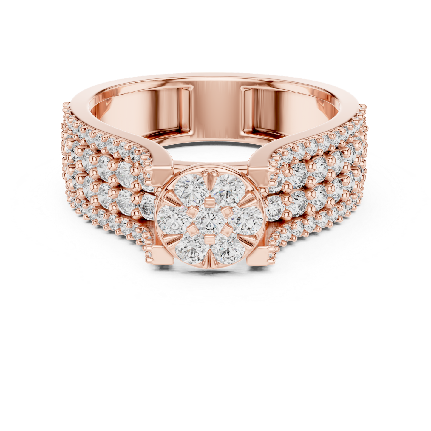 Flower Cluster Diamond Ring | Luxury Pave Gold Ring Style