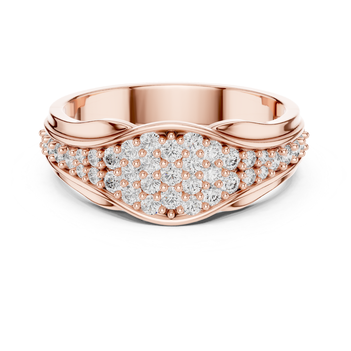 Round Diamond Cluster Wave Band | Elegant Luxury Style