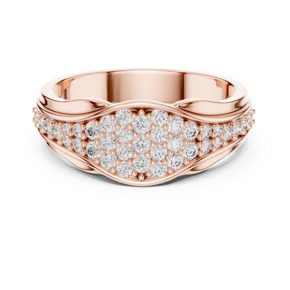 Round Diamond Cluster Wave Band | Elegant Luxury Style