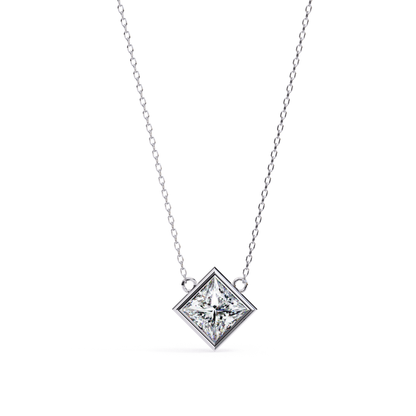 Princess cut Lab Grown Diamond Pendant With Chain