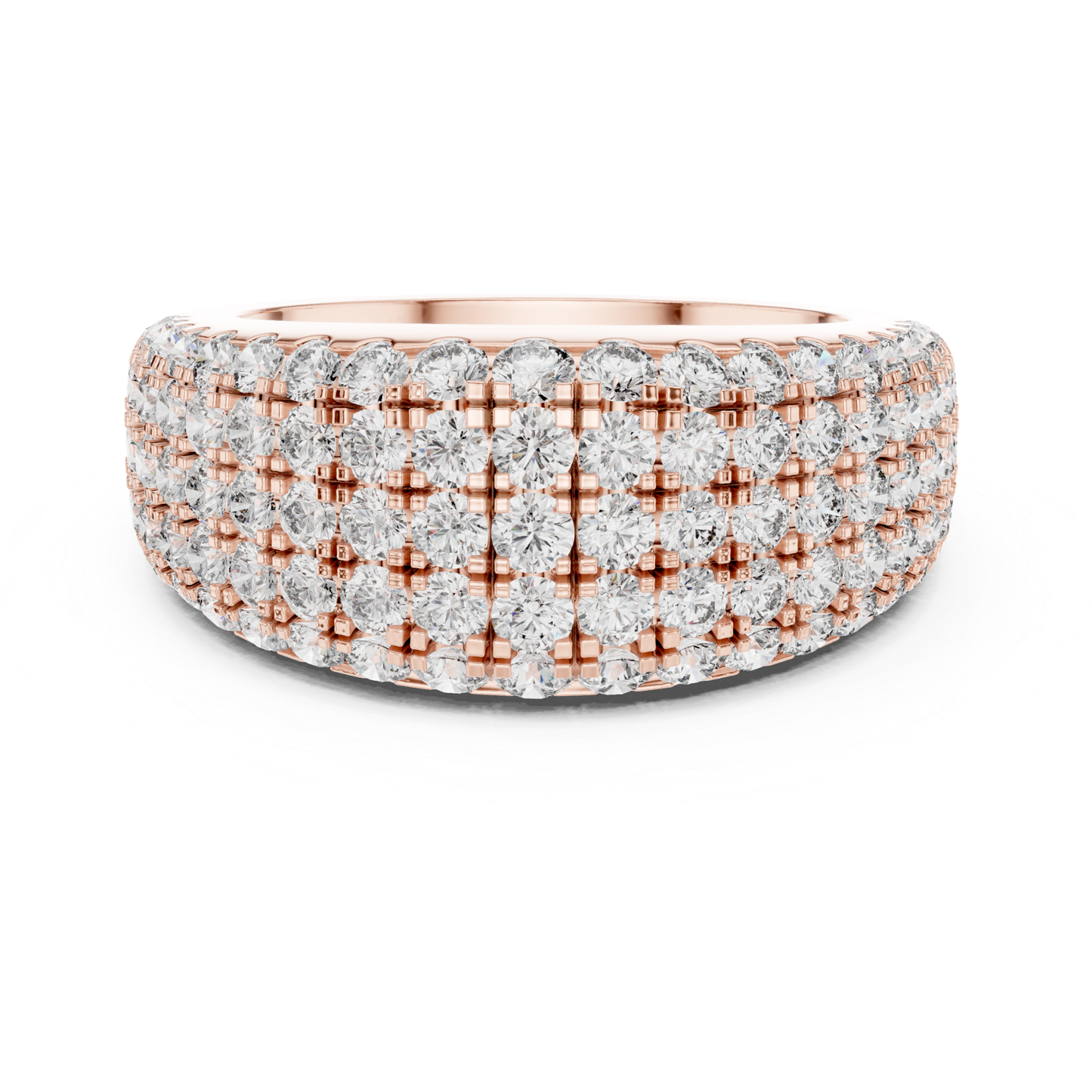 Luxury Multi Row Diamond Ring | Round Brilliant Sparkle