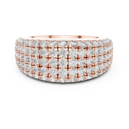 Luxury Multi Row Diamond Ring | Round Brilliant Sparkle
