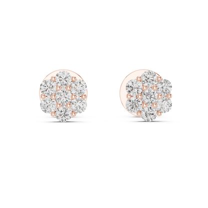 Round Diamond Cluster Stud Earrings with Prong Setting | 18K