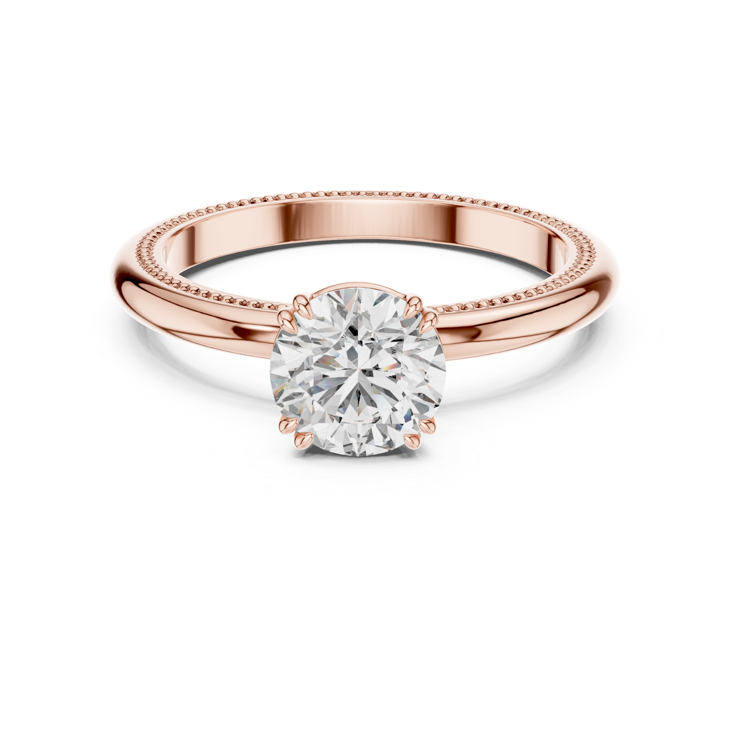 Round Diamond Milgrain Band Ring | 18K Gold Fine Jewelry