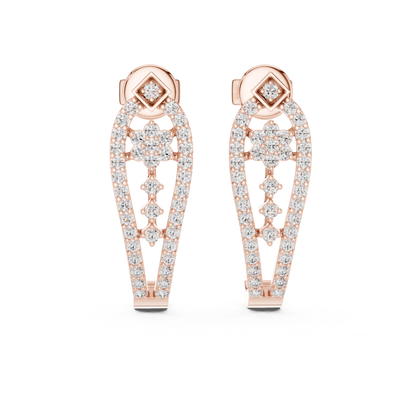 Floral Geometric Diamond Drop Earrings | Openwork Luxury Design