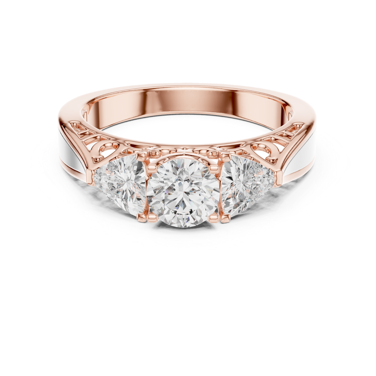 Runder Diamant-Ring mit drei Steinen | Drei Steine, eine Liebe