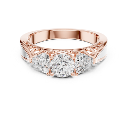 Runder Diamant-Ring mit drei Steinen | Drei Steine, eine Liebe