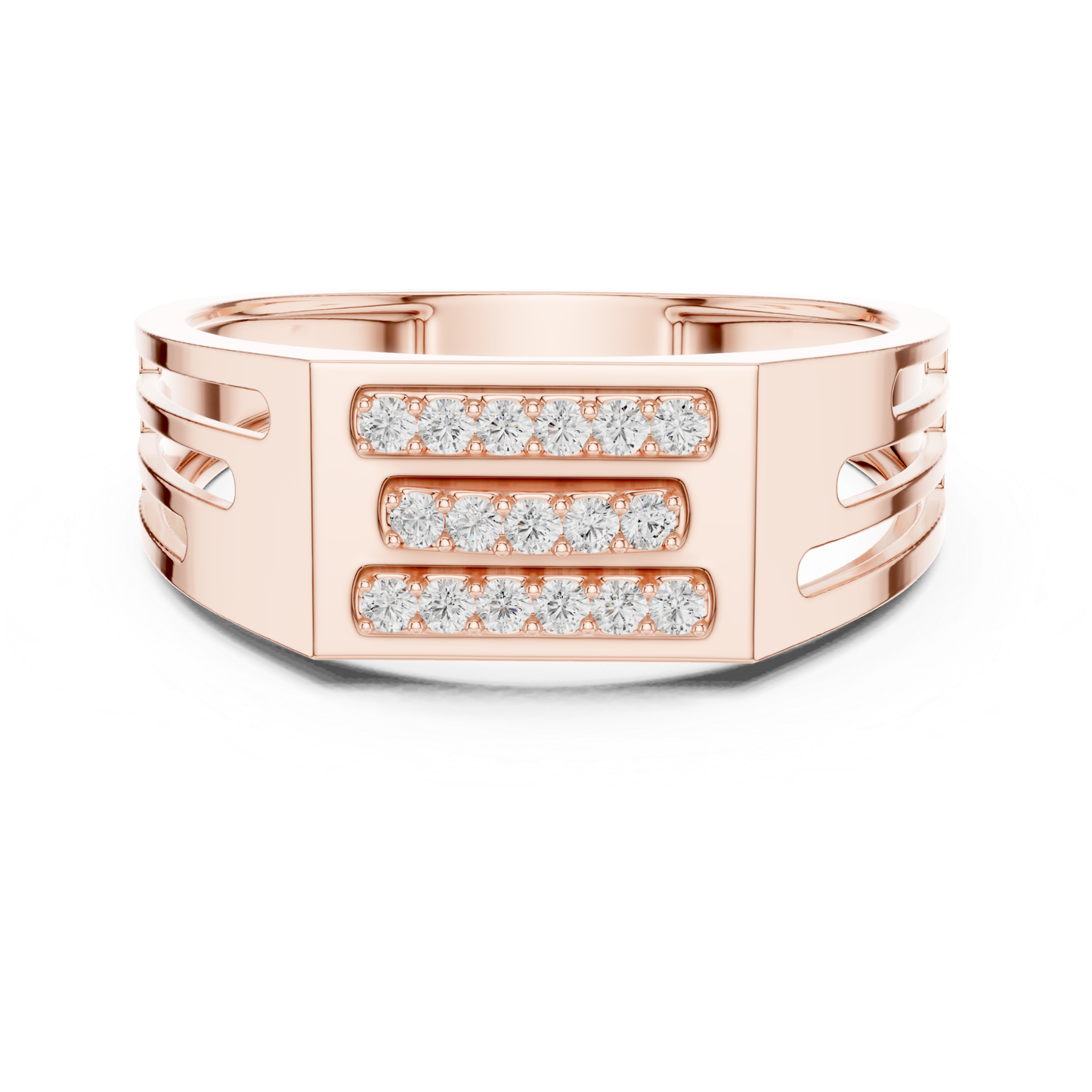 Round Cut Triple Row Men's Diamond Band | Modern Luxury Style