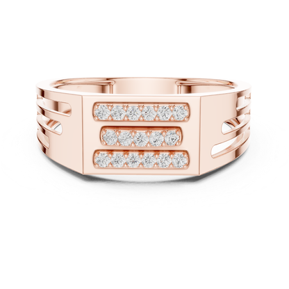 Round Cut Triple Row Men's Diamond Band | Modern Luxury Style
