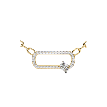 Cushion Cut Lab Grown Diamond Link Pendant With Chain | 18K