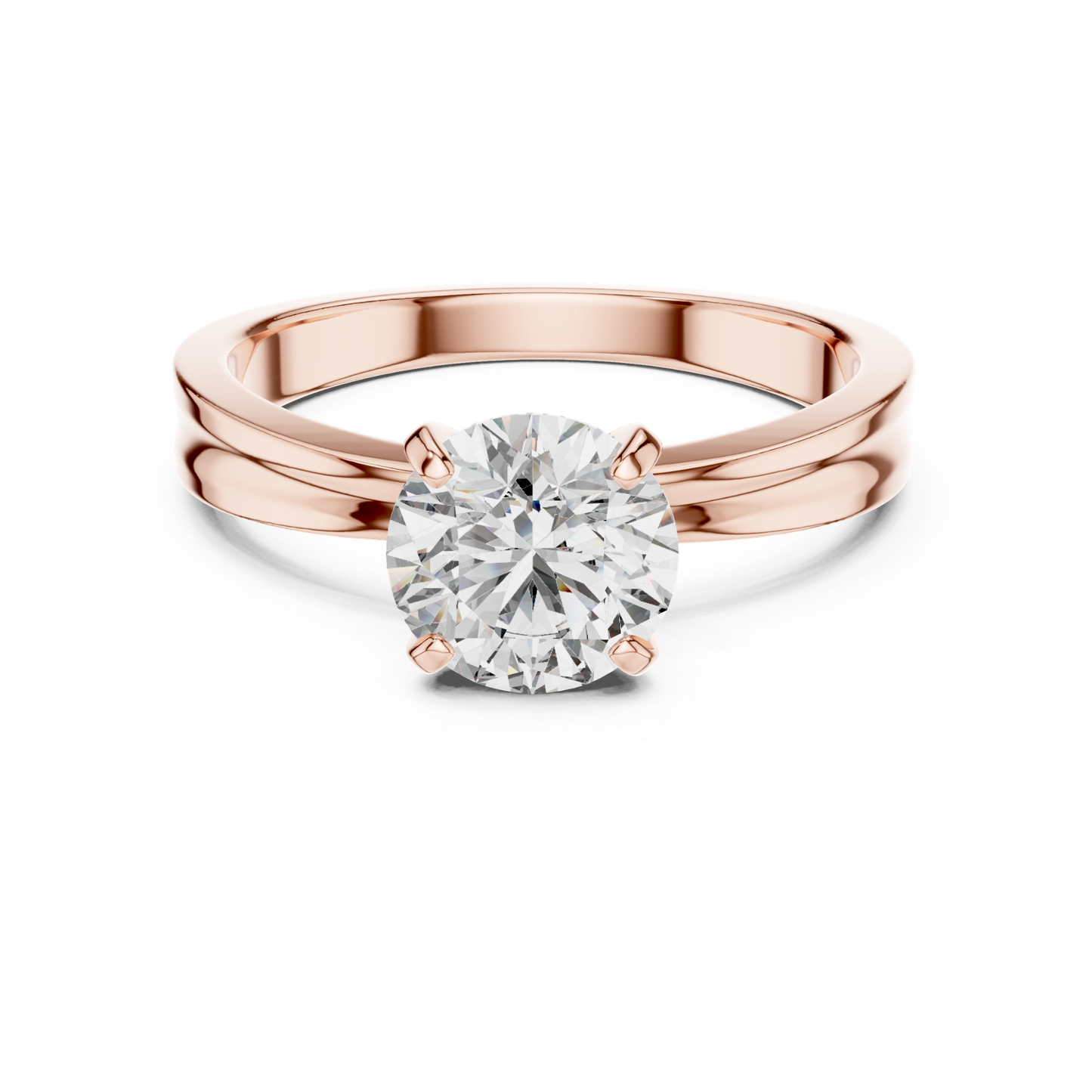 Round Diamond Solitaire Band Ring | 18K Gold Jewelry