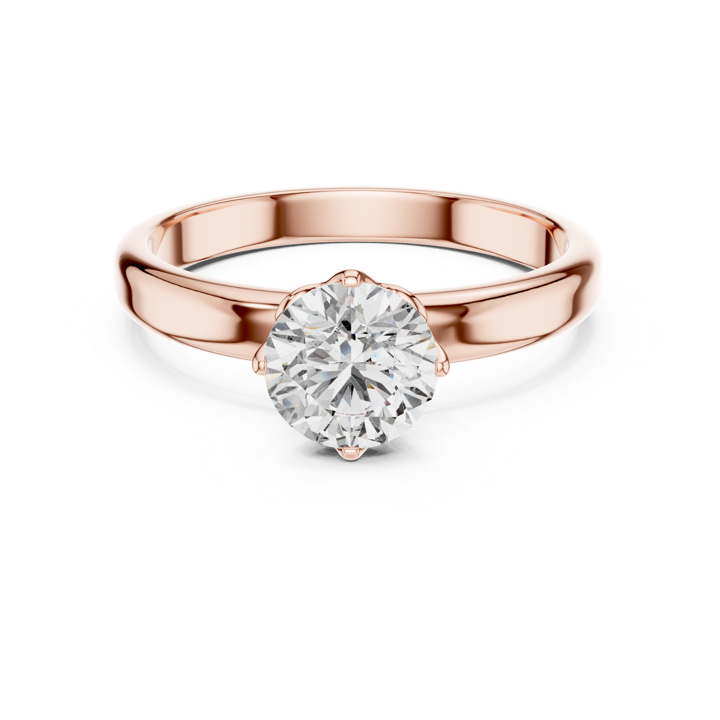 Round Diamond Plain Solitaire Ring | 18K Gold Jewelry