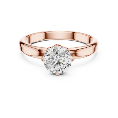 Round Diamond Plain Solitaire Ring | 18K Gold Jewelry