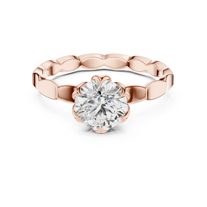 Round Diamond Floral Band Ring | 18K Gold Fine Jewelry